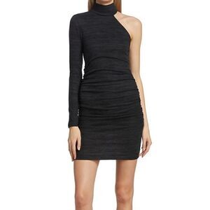 n: Philanthropy Revolve Electra Ruched One Sleeve Mini Dress In Charcoal Size M